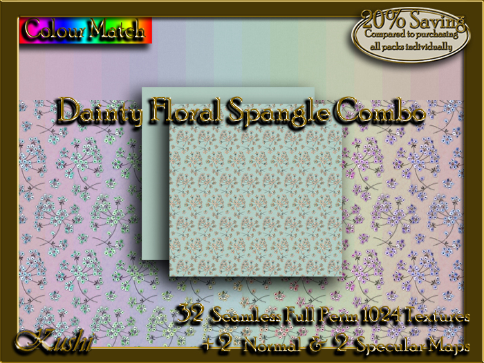 !Kushi! DaintyFloralSpangleCOMBO Textures -WearToUnpack