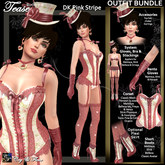 C&F Tease Burlesque Outfit Bundle 2 - PINK/CREAM STRIPE