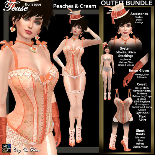 C&F Tease Burlesque Outfit Bundle 2 - PEACHES & CREAM