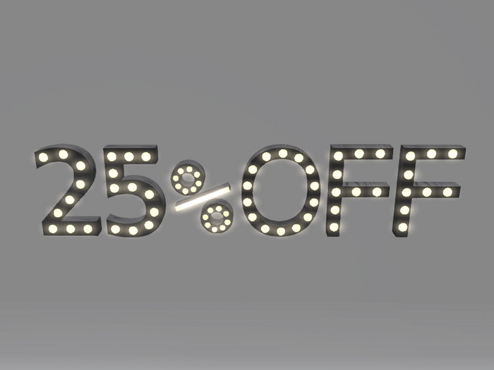 [Px] "25%OFF" Illuminated Light Bulbs Sign
