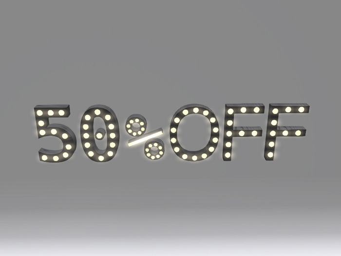[Px] "50%OFF" Illuminated Light Bulbs Sign