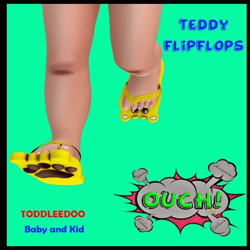 OUCH! Yellow Teddy FlipFlops - TODDLEEDOO