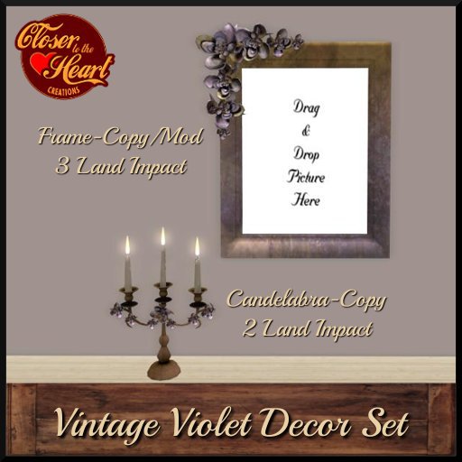 Vintage Violet Candle/Frame Set**