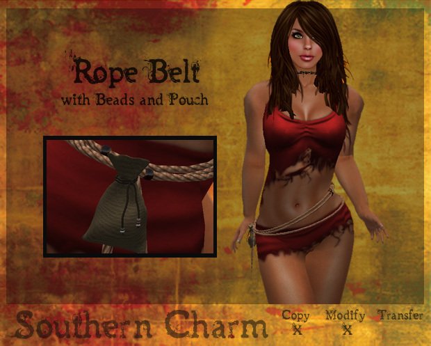 ..::SC::.. Rope Belt with Beads and Pouch *Boxed*