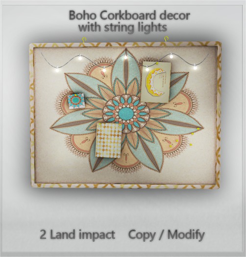 Boho CorkBoard Decor With String Lights
