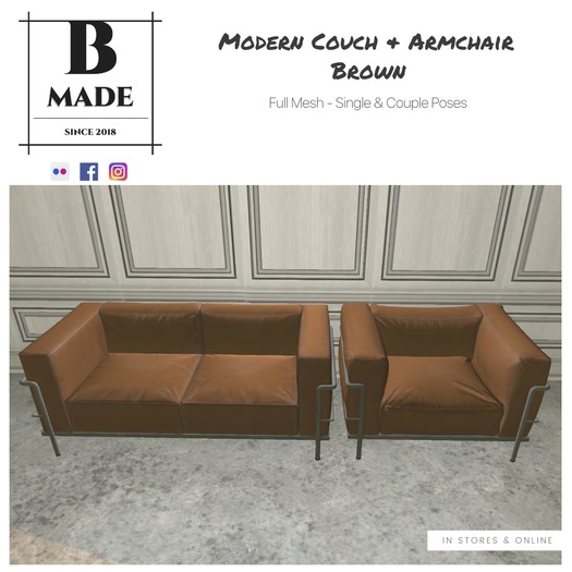 B-Made Modern Couch & Armchair [Brown]
