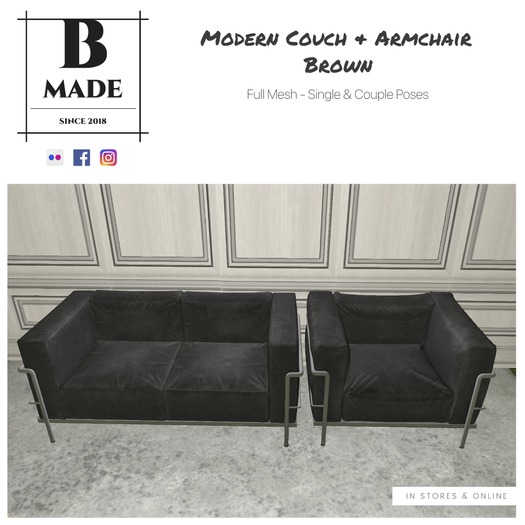 B-Made Modern Couch & Armchair [Black]