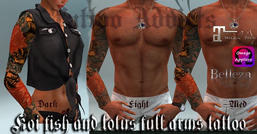 KOI FISH AND LOTUS FULL ARM TATTOOS V1