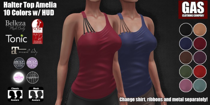 GAS [Halter Top Amelia - 10 Colors w/HUD FATPACK] Demo