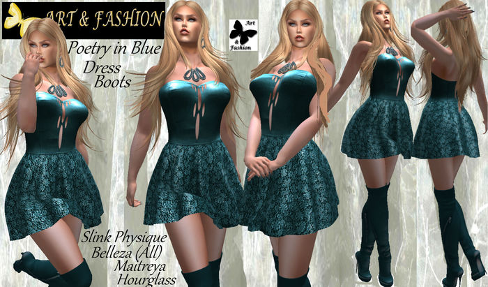 ART & FASHION - POETRY IN BLUE OUTFIT