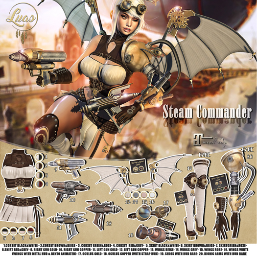 Luas Steam Commander SET Left & Right Gun+Oculus Copper