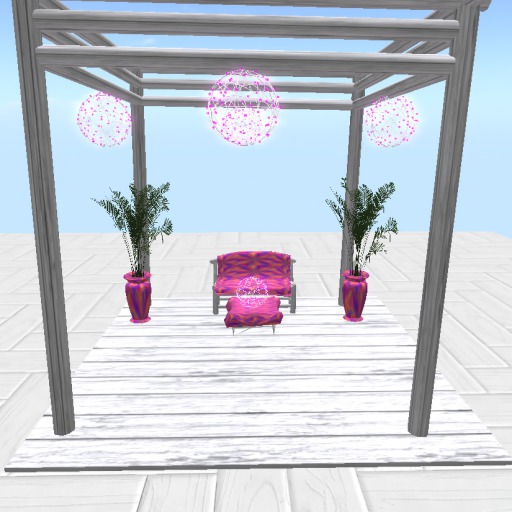 White and Pink Garden Gazebo with Multi Sits