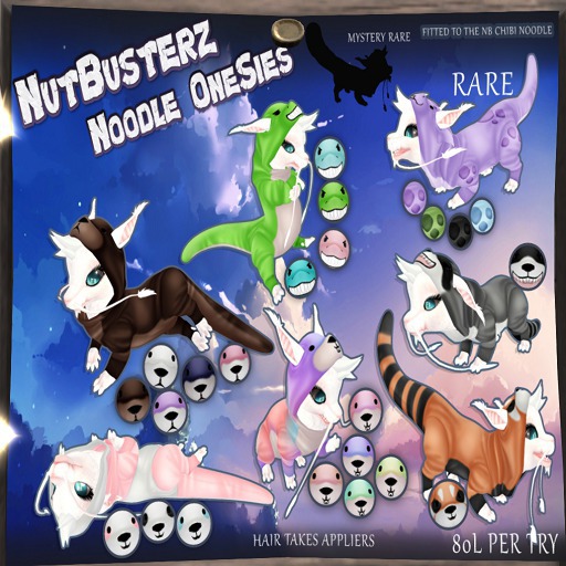 {NB} Chibi Noodle Onesie Beaver Grape Blueberry Sorbet