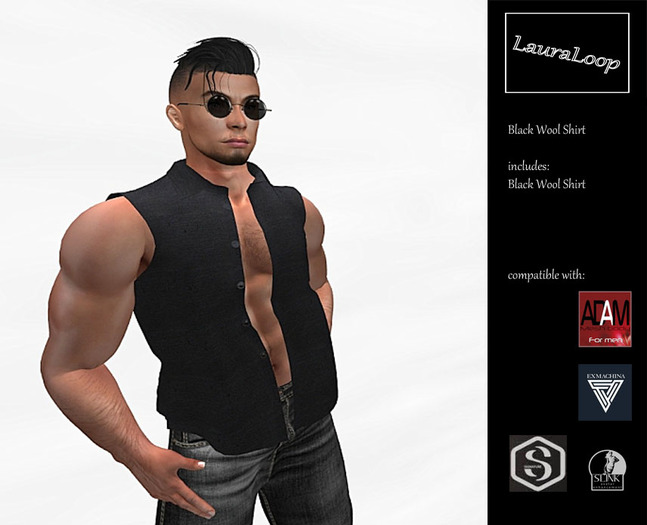 LauraLoop Black Wool Shirt Male