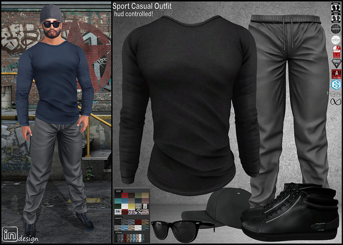 :IN DESIGN:Men's Sport Casual Outfit HUD Controlled!