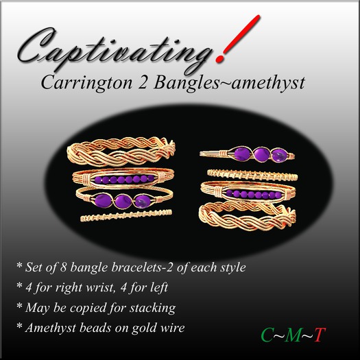 Captivating! Carrington 2 Bangles-Amethyst