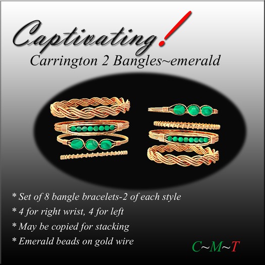 Captivating! Carrington 2 Bangles-Emerald