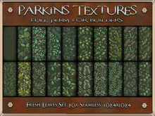 Parkins Textures - Fresh Leaves Set - 20x Full Perm Seamless 1024x1024 - Fabric, Material, Texture, Cloth, Leaf, Green