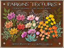 Parkins Textures - Lovely Plants Set - 20x Full Perm Alphas, 512x512, Garden, Pot, Fern, Amaryllis, Gypsophila, Marigold