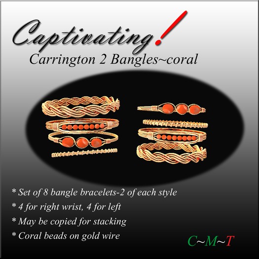 Captivating! Carrington 2 Bangles-Coral