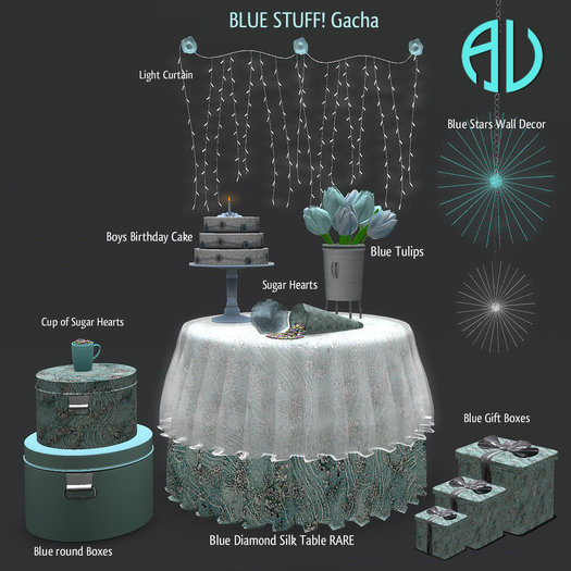 AV - BLUE STUFF! Blue Diamond Silk Table RARE