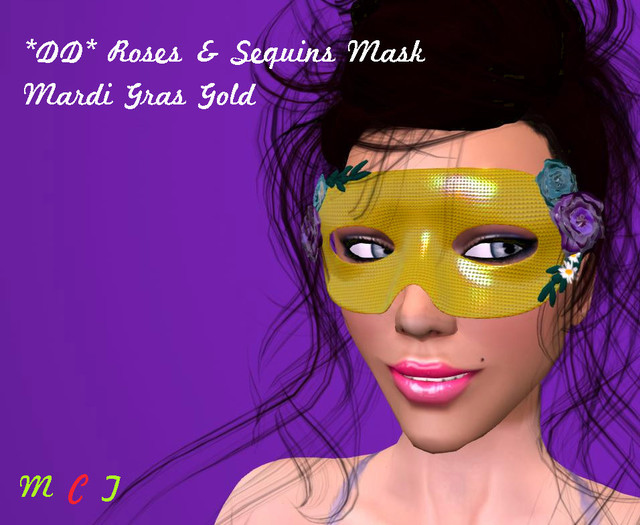 *DD* Roses & Seqins Mask - MardiGrasGold