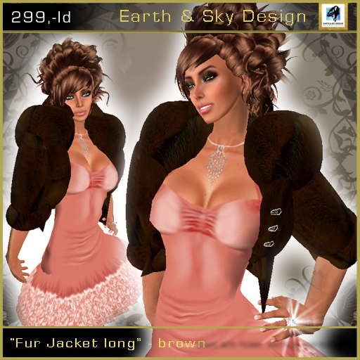 fur jacket long brown - Earth & Sky design