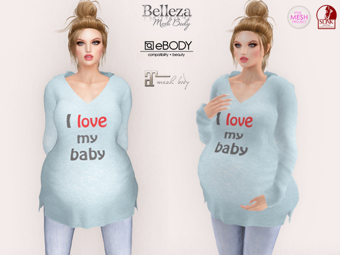 Lovers : Maternity : Hoodie Top : I love my baby : Blue
