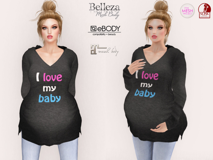 Lovers : Maternity : Hoodie Top : I love my baby : Black