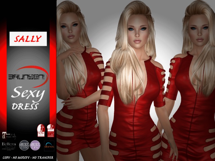 Brunsen! Sally Sexy Zipper Dress Leather Red