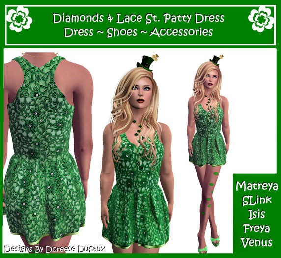 DIAMONDS & LACE ST PATTY DRESS 