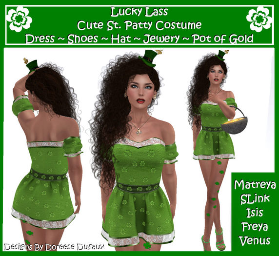 LUCKY LASS CUTE GREEN ST PATTY DRESS & ACCESSORIES