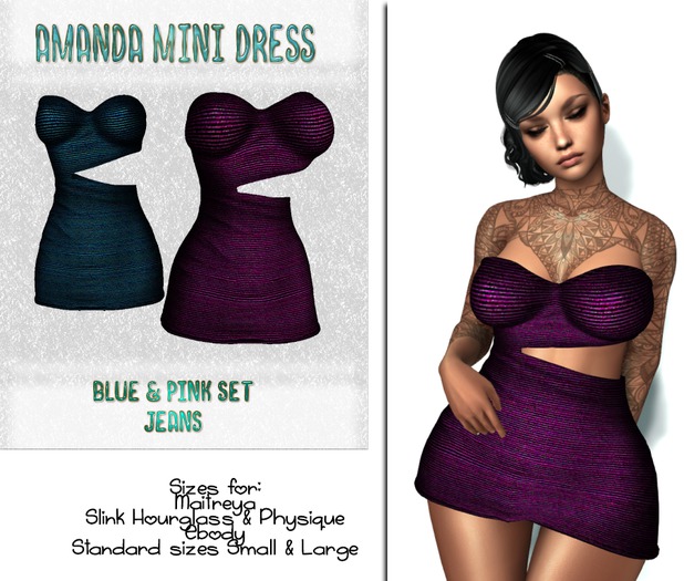 Amanda Mini Dress Pink & Blue