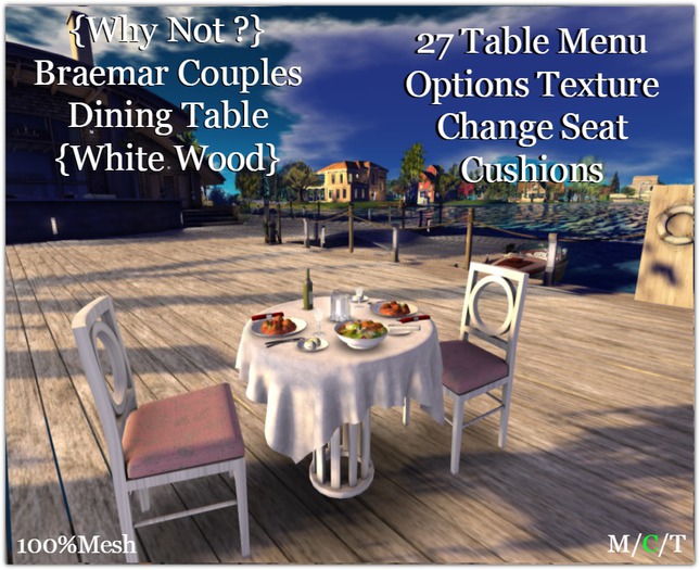 {Why Not ?} Braemar Couples Dining Table {White Wood}-Boxed