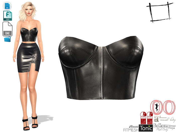 Dae Obj FBX Women's Leather Corset Bralet Stapless Top Slink,Ocacin Standard, Maitreya, Belleza, Tonic