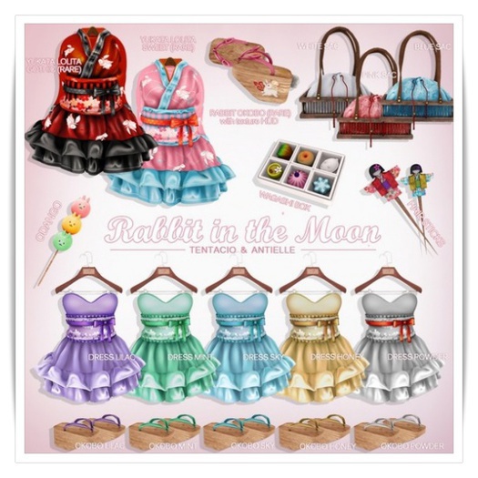 Tentacio & antielle. Rabbit in the Moon Dress XXS Powder