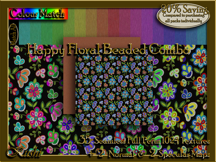!Kushi! HappyFloralBeadedCOMBO Textures -WearToUnpack