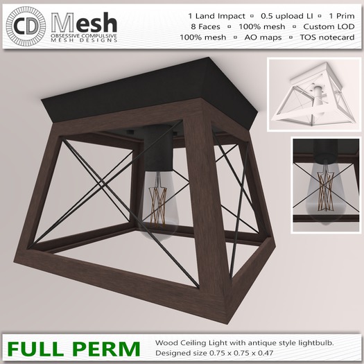 Antique Wood Ceiling Light [Full Perm | 100% Mesh]