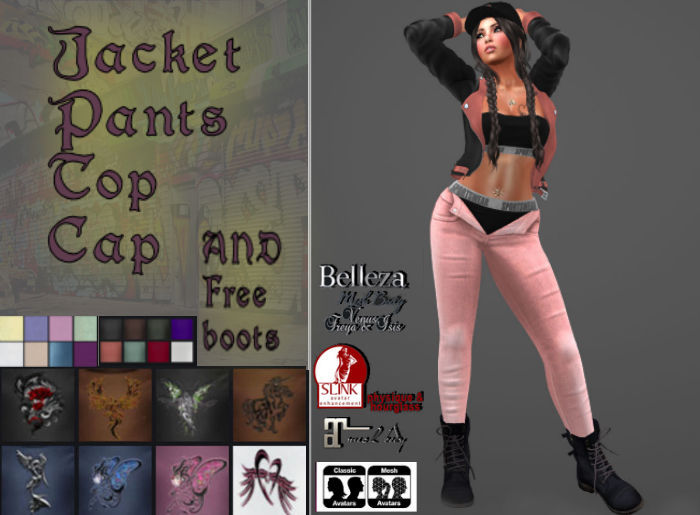 Tribal Tattoo Patch Jacket & Cap with Gang Style Outfit