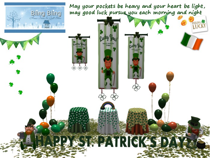   St. Patrick's Day Party - 12 items - 10 tablecloth textures (Menu) -  *Bling Bling*