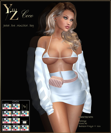 YELIZ MESH "COCO" JACKET BRA SKIRT BAG HUD