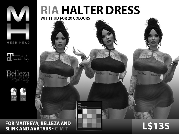 Mesh Head - Ria Halter Dress - DEMO VERSION