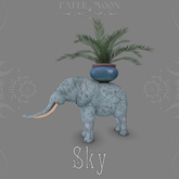 *pm* Painted Plaster Elephant Planter - Sky