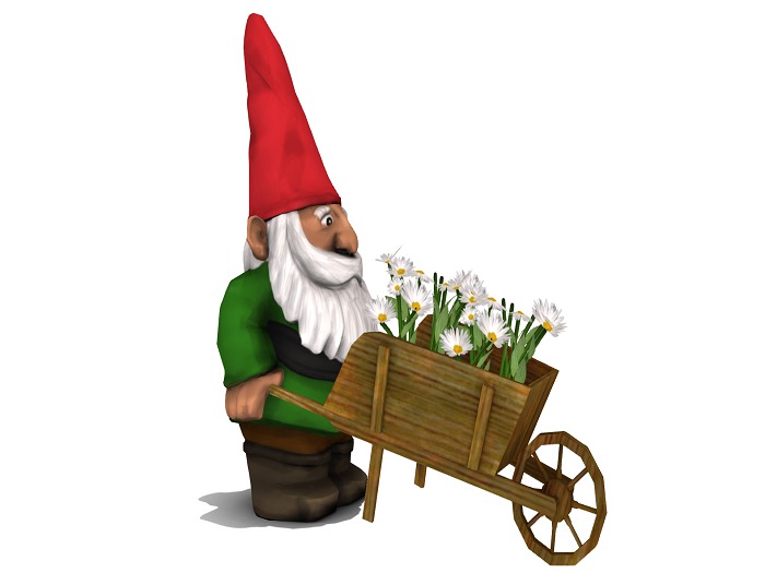 Second Life Marketplace Country Corner Garden Gnome with Wheelbarrow