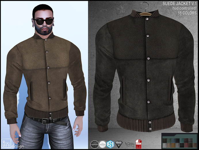 :IN DESIGN:Men's Suede Jacket V.1::15 Colors/HUD Controlled!: