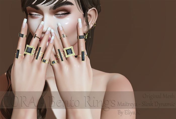 Eliya.K - ZORA Bento Rings [ Maitreya - Slink ] UPDATED