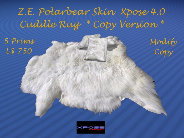 Z.E.White Polarbear Skin Xpose 4.0 Cuddle Rug *Copy version *