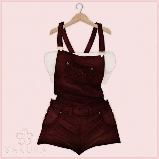{Sakura} Lora Overalls  - Red - [ADDME]