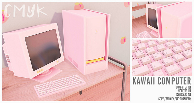 CMYK // Kawaii computer (mint) unpack