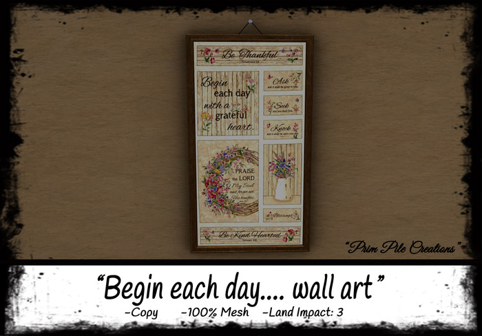 ~PPC~ Begin each day.... wall art  